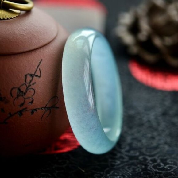 100% Authentic Icy Grade A Jadeite Jade Bangle Bracelet 57mm NWT - Picture 2 of 10